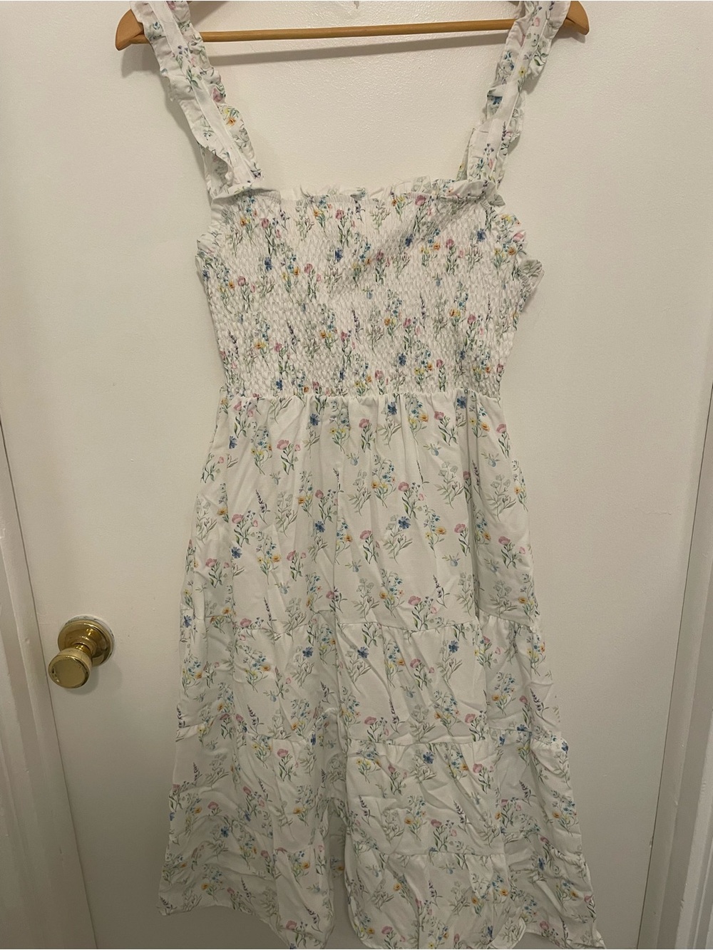 White Floral Smocked Sundress